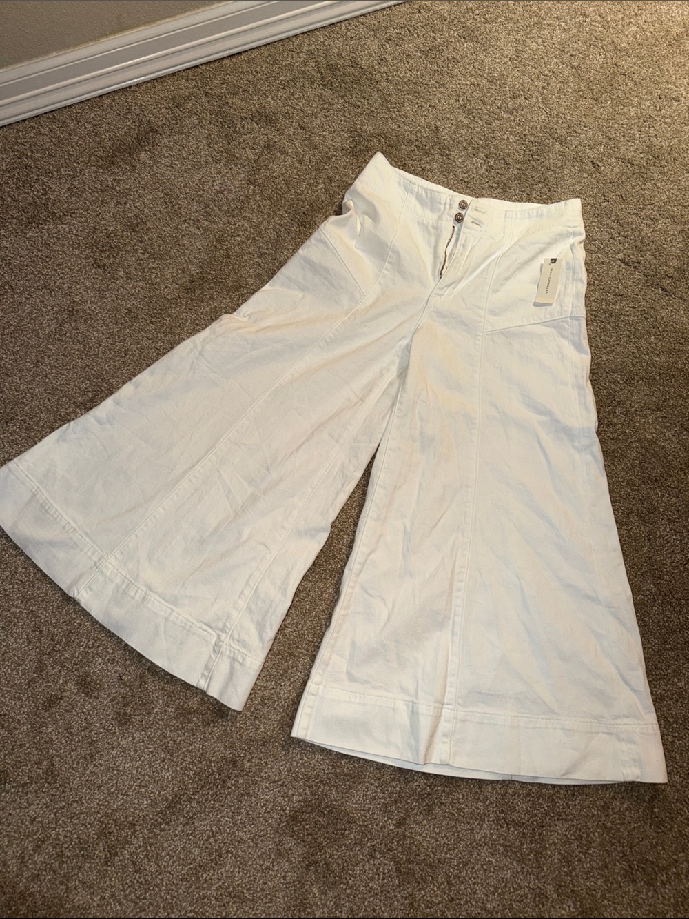Anthropologie Wide-Leg White Pants NWT $148